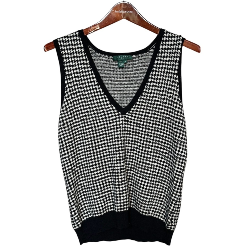 Polo Ralph Lauren‎ Lambswool Sleeveless Sweater Vest Fall Navy Plaid M